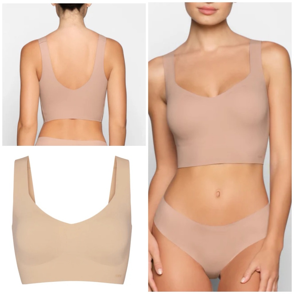 Skims Naked Plunge Tank Bra in Clay NWT